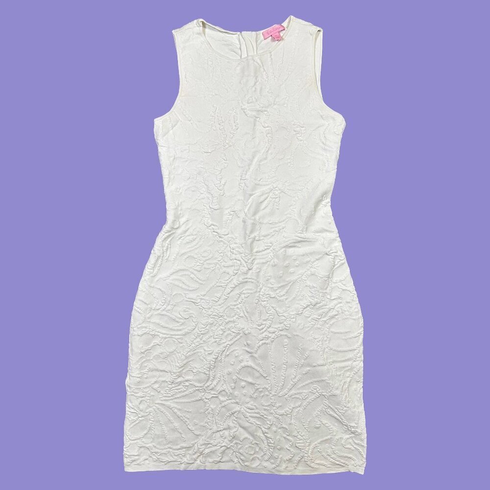 Lilly Pulitzer Bright White Tilly Sweater Stretch Bodycon Dress Women's Medium